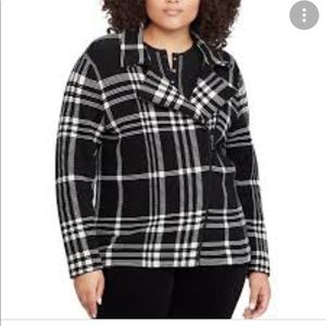 Jones NY sport plaid coat light weight black/white
